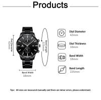 Reloj De Hombre Moda Negocios Cuarzo Tres Ojos Falsos Calendario Acero Inoxidable Cinta Reloj De Pulsera Casual Resistente Al Agua - details 1