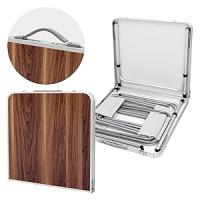 Mesa de Camping Plegable con 4 Taburetes 120 x 60 x 55/63/70cm Altura Ajustable Juego de Muebles Multiusos de Acampada Mesita con Bisagras de Aluminio y MDF Mobiliario de Picnic - details 3
