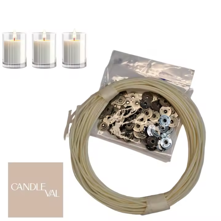 Candleval  mechas de algodón trenzado para velas enceradas con soja de primera calidad - 1