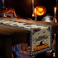 Corredor De Mesa De Lino Para Fiesta De Halloween Decoración Feliz Halloween Para Hogar Y Niños Tratamiento O Trato Calabaza Murciélago Fiesta De Horror Suministros - details 1