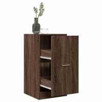 vidaXL Armario botiquín madera de ingeniería 40x41x77,5 cm en color Blanco/Marrón roble/Roble ahumado y más | almacenamiento funcional diseño moderno para baño dormitorio sala - details 1