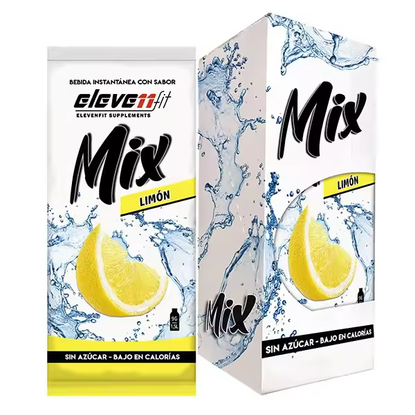 Eleven Fit Mix Instantáneo, Caja de 12 Sobres Sabor Limón - Prepara 1.5L de Bebida Saludable - Sin Azúcar, Baja en Calorías y Carbohidratos - Ideal para Agua/Leche, Cocinar y Preparar Postres - Mejora tu Dieta - Apto para Adultos y Niños - 1