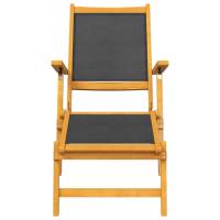 vidaXL Silla de jardín con reposapiés y mesa madera acacia y textilene Sillas de Exterior Ideal para jardín, playa, piscina, terraza Tumbona Piscina Tumbonas Playa Tumbonas Jardín Exterior - details 3