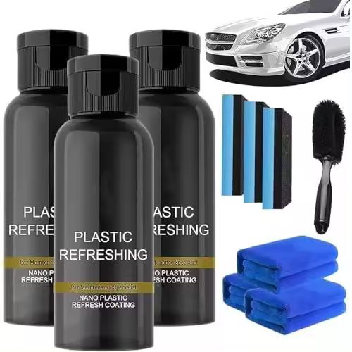 Agente de revestimiento revitalizante de plástico, refrescante de plástico, agente de revestimiento revitalizante de plástico, agente de restauración de revestimiento de plástico para automóviles (50 ml-3 piezas) - 1