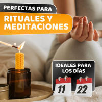 Pack de 8 Velas de Miel de Abeja para Rituales 100% Natural - DECEVI - Hechas a Mano - Origen España - SIN PARAFINA - Velas 10 cm x 2,2 cm - Enciende la Magia de la Luz Suave y Cálida - details 1