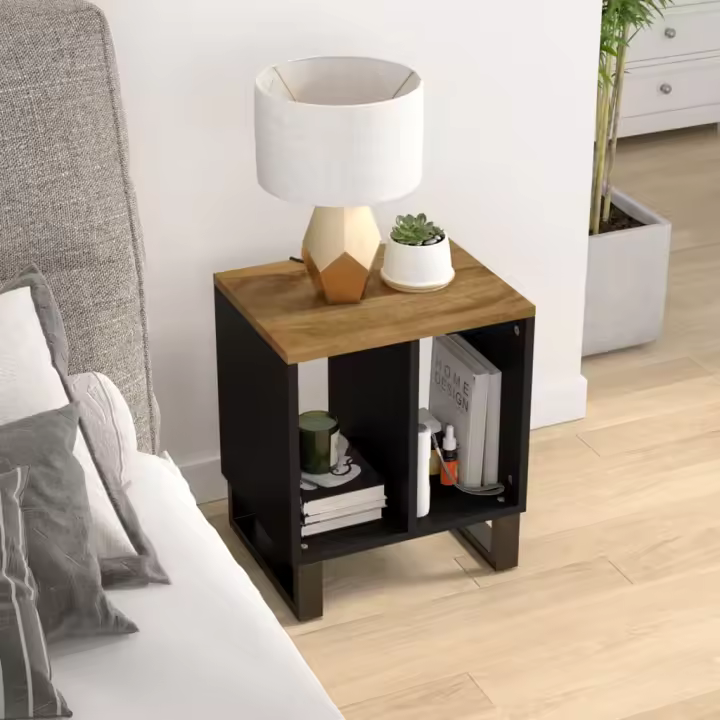 vidaXL Mesa auxiliar madera maciza mango y tecnológica 40x31x46 cm - 1