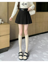 Falda Mini De Lana Invierno Para Mujer Estilo Casual Preppy High Waist A-Line Con Shorts Solido De Cintura Alta Moda Callejera - details 10