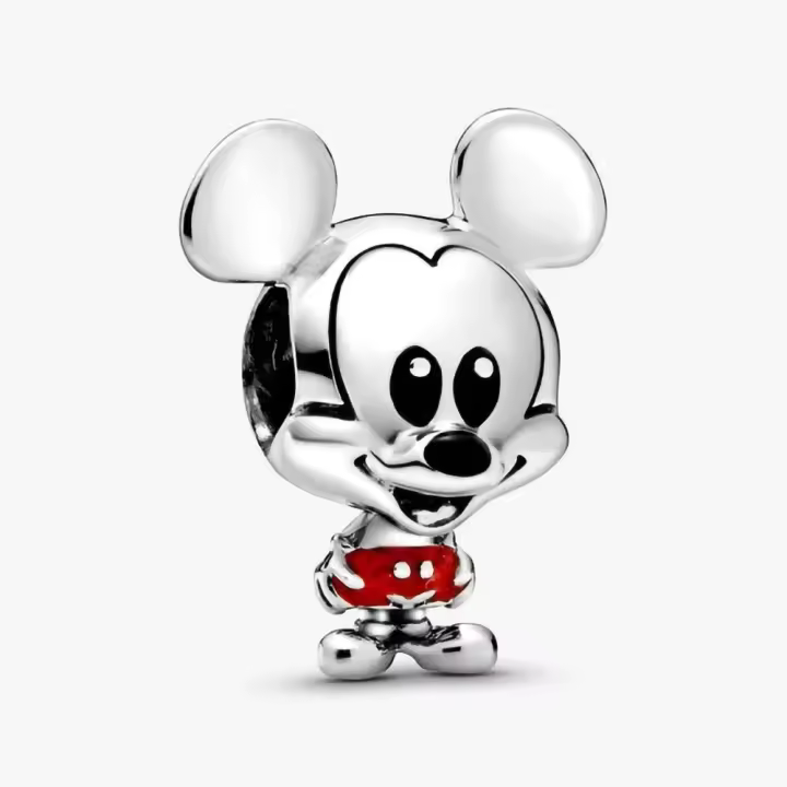 Pandora Charm de Colgante en Plata de Ley Disney - Mickey Mouse con Pantalones Rojos 798905C01，Incluye Caja Original - 1