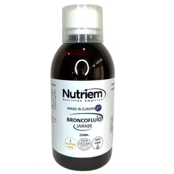 BRONCOFLUID JARABE 250ml. con Fructosa, Vitamina C, Llantén, Balsamo de Tolú, Pine Bark, Malvavisco, Drosera, Tomillo, Sauco, Eucalipto, Desmodium, Propolis. - 1