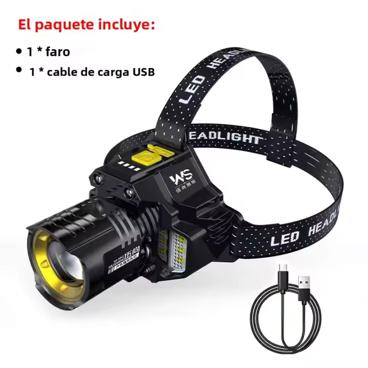 Linterna Frontal LED COB Potente Con Sensor Y Batería Recargable USB Para Pesca Y Camping Lámpara Super Brillante Impermeable - 1