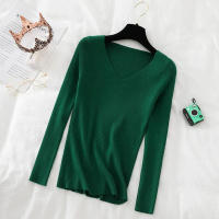 Suéter Zoki Para Mujer De Manga Larga Cuello En V Estilo Básico Casual Otoño Invierno Suave Elástico Solido Ajustado - details 3