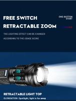 Linterna LED Potente XHP50 Impermeable Con Luz Lateral Y 7 Modos Recargable Por USB Y Zoom Para Camping Y Pesca - details 2