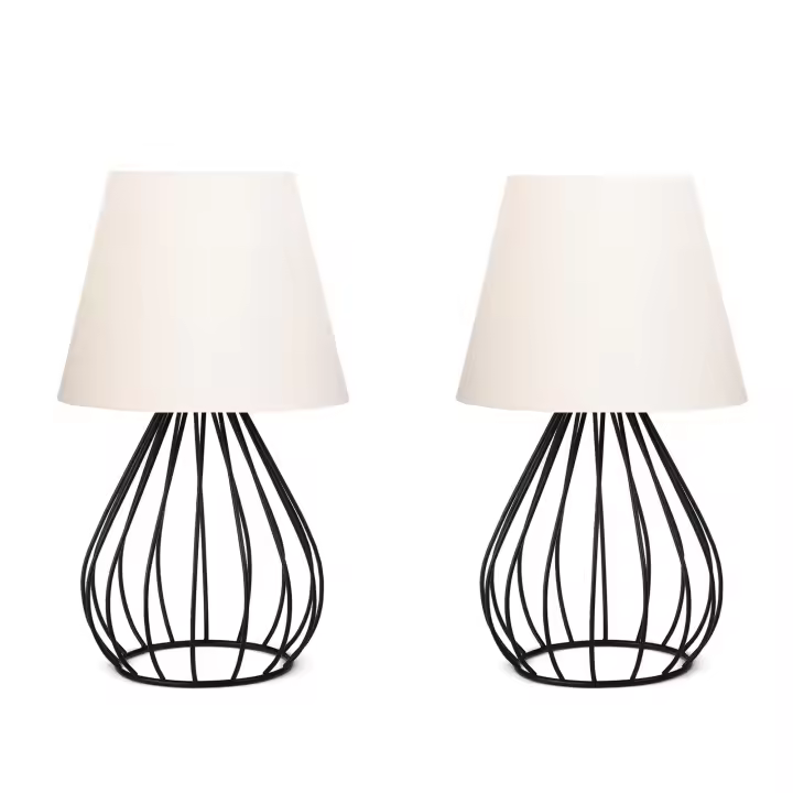 Juego de 2 lamparitas de noche 36 cm. crema, tipo E 27 Max 60 W WELLHOME - 1