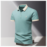 Camisa POLO Para Hombre Verano Moda Seda De Hielo Secado Rápido Manga Corta T-shirt Color Sólido Suelta Collar De Negocios Algodón Puro Top - details 8
