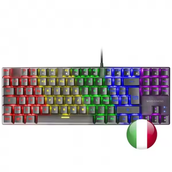 Mars gaming mk80 teclado gaming mecanico - tkl compacto - iluminacion rgb - switches antipolvo - teclas imborrables - multiplataforma - anti-ghosting avanzado - italiano - color negro - 1