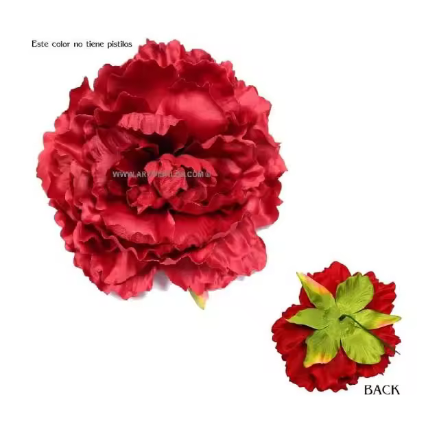 Cabeza de Peonia de Tela Natural y Realista 18x6 Cms - Raíz de Flores - 1