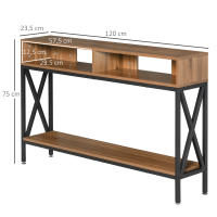 HOMCOM Mueble Recibidor Mesa Consola Estilo Industrial Vintage con 3 Estantes y Marco Metálico para Entrada Pasillo Salón 120x23,5x75 cm - details 2
