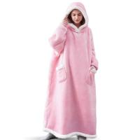Manta De Flannel Super Larga Con Mangas 120/150cm Sudadera De Invierno Para Hombres Y Mujeres Abrazable De Peluche Gran Tamaño Para Ver Televisión - details 10