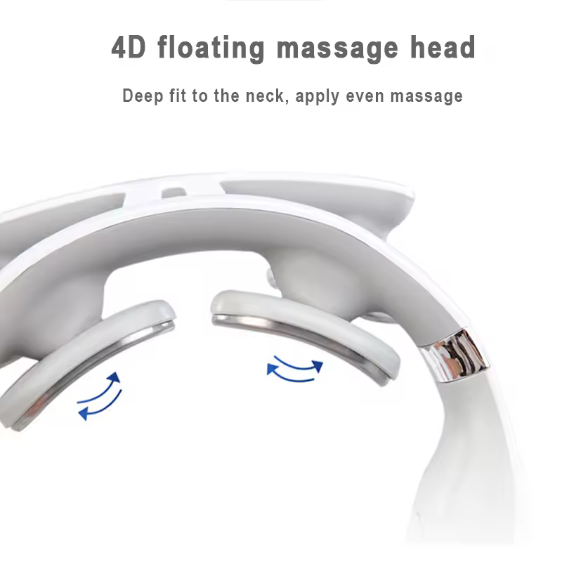 Masajeador Cervical De 4 Cabezas Con Ajuste De Fuerte USB Inteligente Con Voz De Calentamiento Masajeador De Cuello Blanco - details 1