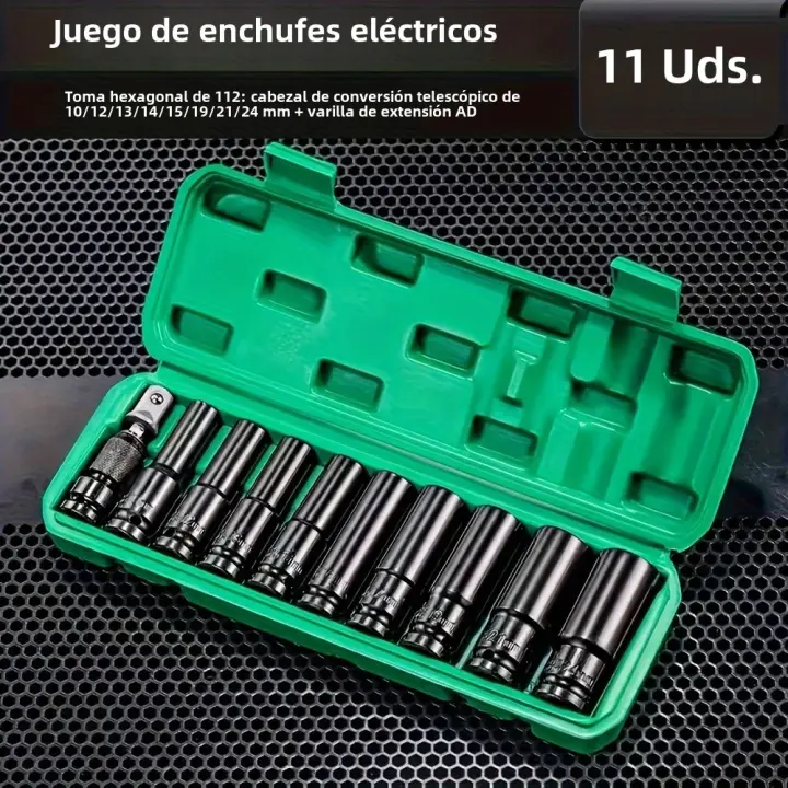 Juego De Destornilladores Profundos De Impacto 11 Piezas 1/2 Pulgada 10mm-24mm Herramienta De Llave Eléctrica Resistente De Acero Cr-V - 1