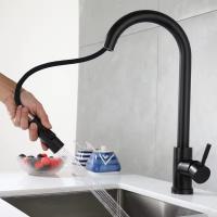 Grifo de acero inoxidable para fregadero de cocina, grifería extraíble de un solo orificio, mezcla de frío y caliente - details 0