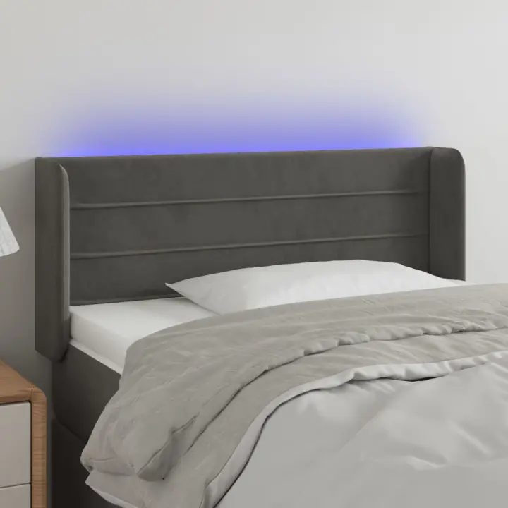 vidaXL Cabecero con LED de terciopelo gris oscuro 83x16x78/88 cm - 1