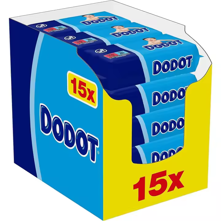 Toallitas DODOT húmedas infantiles con fibras de origen vegetal recambio 64 unidades - 15 paquetes - 1