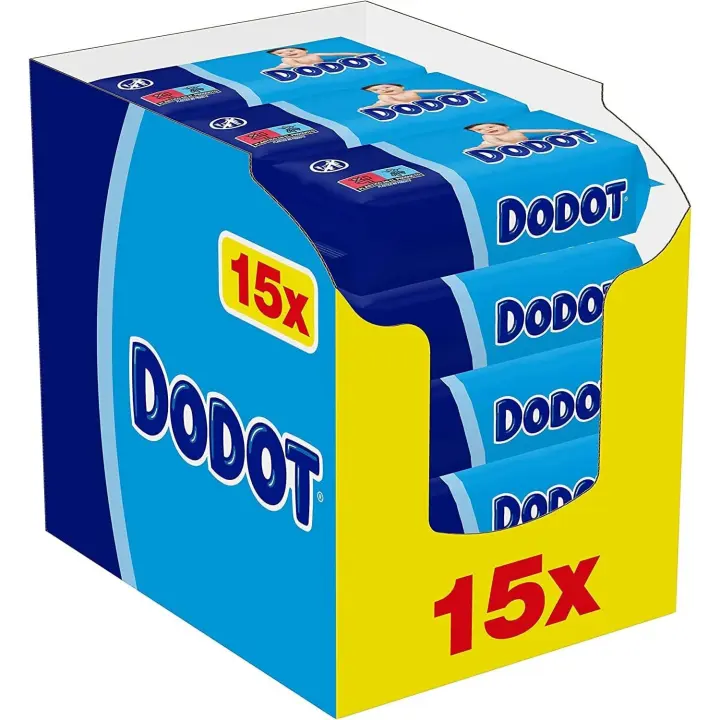 Toallitas DODOT húmedas infantiles con fibras de origen vegetal recambio 64 unidades - 15 paquetes - 1