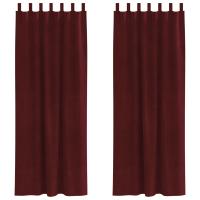 Cortinas Opacas vidaXL con Lazos de Suspensión 2 pcs Rojo Vino Terciopelo - details 1