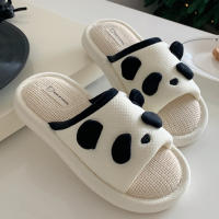 Nuevos Pantuflas De Mujer Con Diseño De Panda Moda Algodón Hemp Cómodo Casual Colores Mixtos Suela De PVC Para El Hogar - details 4
