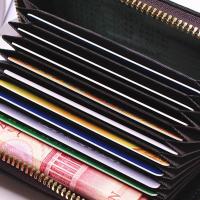 Cartera De Tarjetas De Negocio Para Hombres Y Mujeres En Gris PU Cuero Protegido Monedero Con Cierre De Cremallera 20 Espacios Para Tarjetas - details 6