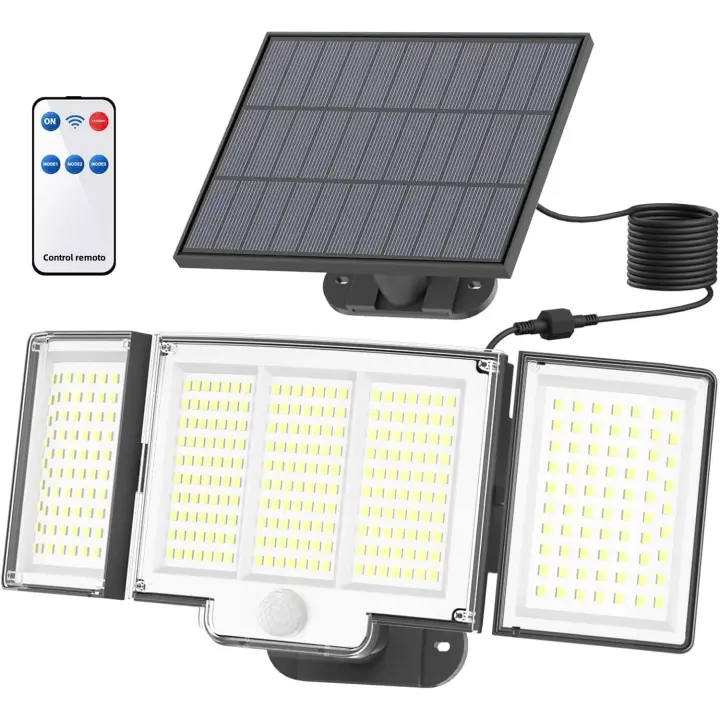 Lámpara Solar Exterior Con 3 Modos De Iluminación 348LED Luz De Pared Con Sensor De Movimiento PIR Impermeable Para Jardín Y Garage - 1