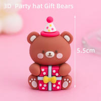 Topper De Pastel De Fiesta Animal De Dibujos Animados 3D INS Oso Conejo De Pascua Zodiac Chino Para Niños Decoraciones De Cumpleaños Boys O Girls Regalos PVC - details 5
