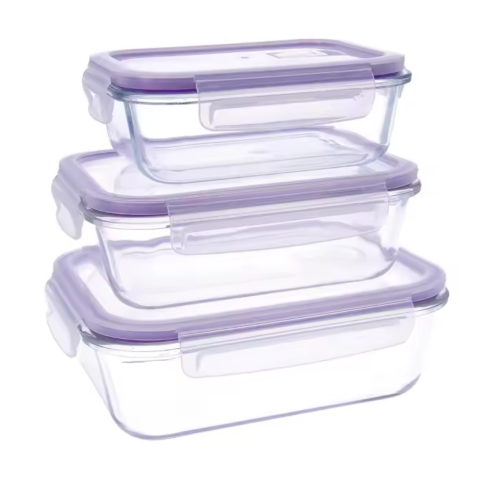 Quid Frost Set 3 Recipientes Herméticos Vidrio 37CL - 64CL - 104CL Transparente Mate - 1