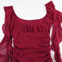 IAMHOTTY Vestido Mini A-line Asimétrico Elegante Para Mujer Con Volantes Y Collar Cuadrado Vestido De Fiesta Estilo Chic Coquette - details 3