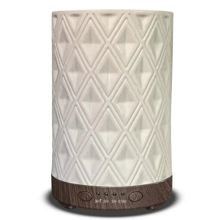 120ml en forma de diamante cerámica aromaterapia humidificador máquina hogar atomizador dormitorio salón noche luz colorido gradiente - 1