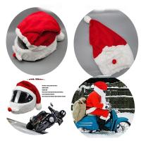 3Pcs Cubierta De Peluche Para Casco De Motocicleta Navidad Estilo Papá Noël Material Poliéster Y Algodón Regalo Personalizado Para Viajes Al Aire Libre - details 0