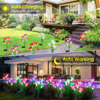 Luz Solar LED Para Camino De Flores Lirio Luz De Valla Exterior Impermeable Cambio De Color Para Jardín Patio Decoración Moderna - details 6