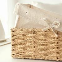 Cesta De Almacenamiento Tejida a Mano Con Tapa Organizador De Ropa Y Lavandería Caja De Cosméticos Para Juguetes Y Toallas - details 4