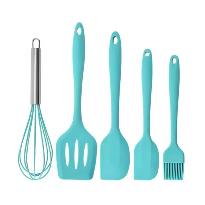 LUTODY - Juego kit de espátulas de silicona antiadherente y resistente al calor 5 piezas para cocinar en olla, sartén y batir alimentos - 1