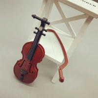 Mini Violin Ornament Juguete Musical Instrumento Decorativo Pequeño Paisaje Hecho a Mano Adorno Para El Hogar Estilo Sureste Asiático - details 1
