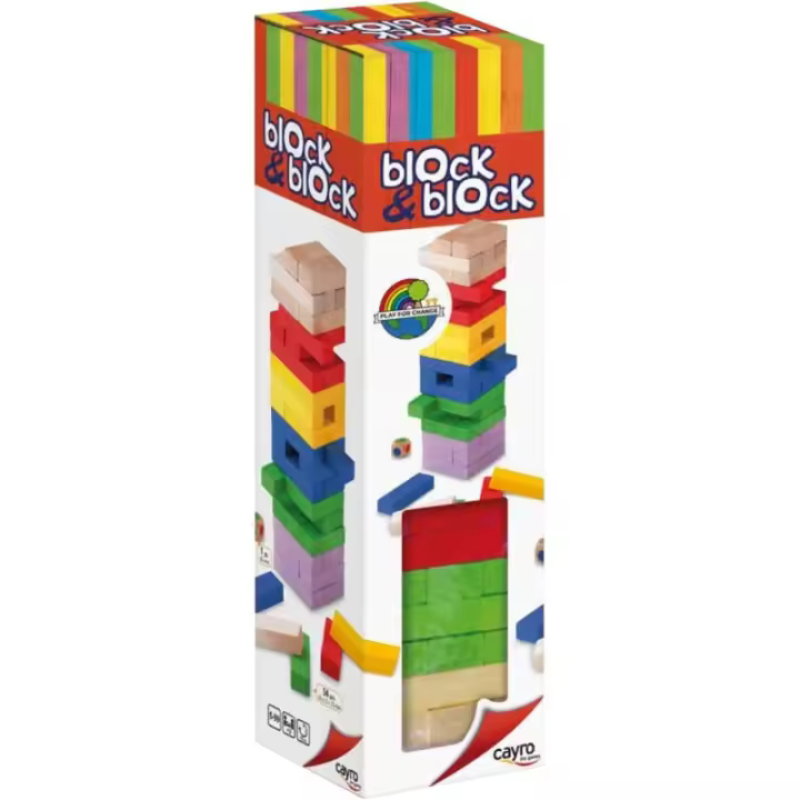 Torre Jenga 54 piezas Madera Maciza Multicolor. Gran robustez - 1
