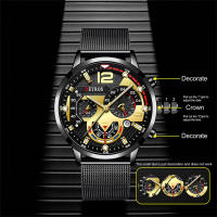 Reloj De Lujo Para Hombre En Malla Dorada Con Cuerda De Cuero Reloj De Cuarzo Negocios Reloj Luminoso Reloj Masculino Relogio Masculino - details 6