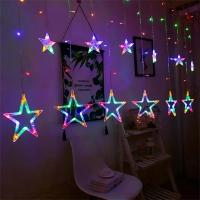 Curtain De Luces LED En Forma De Pentagrama Control Remoto Para Decoración Interior De Bodas Cumpleaños Y Navidad Luz De Ambiente Impermeable - details 12