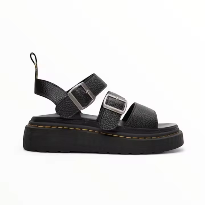 Sandalias mujer verano negro y khaki con plataforma planta del pie acolchado, ajuste con hebilla, cómodas y ligeras tendencia 2025 dana - 1
