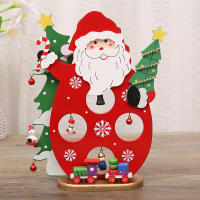 Decoración Navideña De Madera Con SANTA CLAUS Y MUÑECO DE NIEVE Artículos Decorativos Para Escritorio Escena De Navidad - details 1