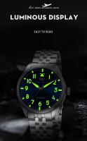 Reloj De Diversión WM Watch Welly Merck WM165 Para Hombre Resistente Al Agua 200M Serie Piloto Mecánico Automático Con Cristal De Zafiro Marcas Arábigas Acero Inoxidable - details 6
