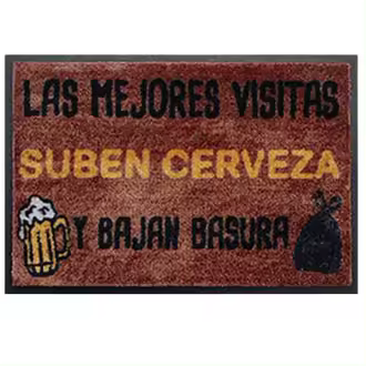 Felpudo PASO de entrada con la frase "Las mejores visitas traen..." . Color y medidas a elegir. LAVABLE Y ANTIDESLIZANTE - 1
