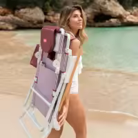 Flamingueo Silla Playa Agujero Acolchado Cabeza y Brazos Reclinable 5 Posiciones Reposapiés y Reposabrazos Confort Asas Mochila Fácil Transporte 83,2 x 66,7 x 97 cm - details 11
