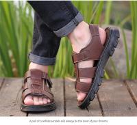 Sandalias Para Hombre Nuevas Zapatillas De Playa Cuero Tacones Antideslizantes Y Gruesos Verano Sandalias De Cuero Para Exteriores - details 2